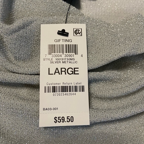 Alfani Cowl-neck Metallic 3/4 Sleeve Top - Picture 3 of 5